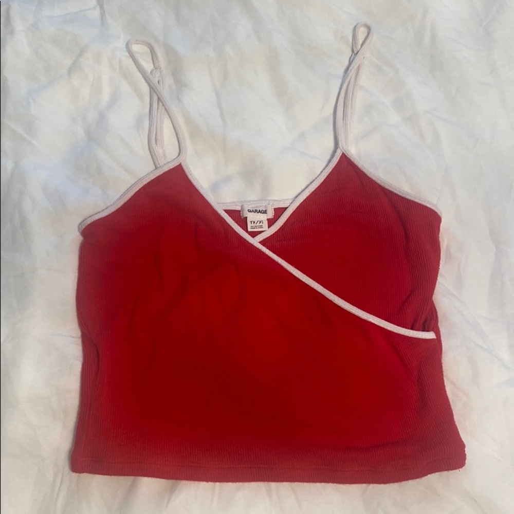 Garage Red and White Tank Top